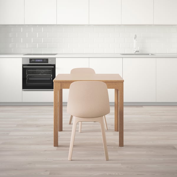 EKEDALEN / ODGER Meja dan 2 kerusi, kayu oak/putih kuning air, 80/120 cm
