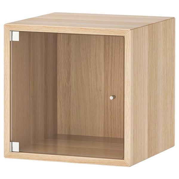 EKET Kabinet dinding berpintu kaca, kesan kayu oak berwarna putih, 35x35x35 cm