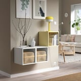 EKET Kabinet dinding berpintu kaca, kuning pucat, 35x35x35 cm
