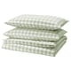 EKTANDVINGE Sarung duvet dan 2 sarung bantal, kelabu hijau pudar putih/berpetak, 240x220/50x80 cm