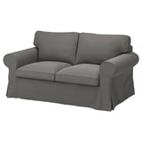 EKTORP Sarung sofa 2 tempat duduk, Hakebo kelabu gelap