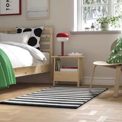 ELSYSTEM Ambal, bulu nipis, hitam/putih/jalur, 80x150 cm