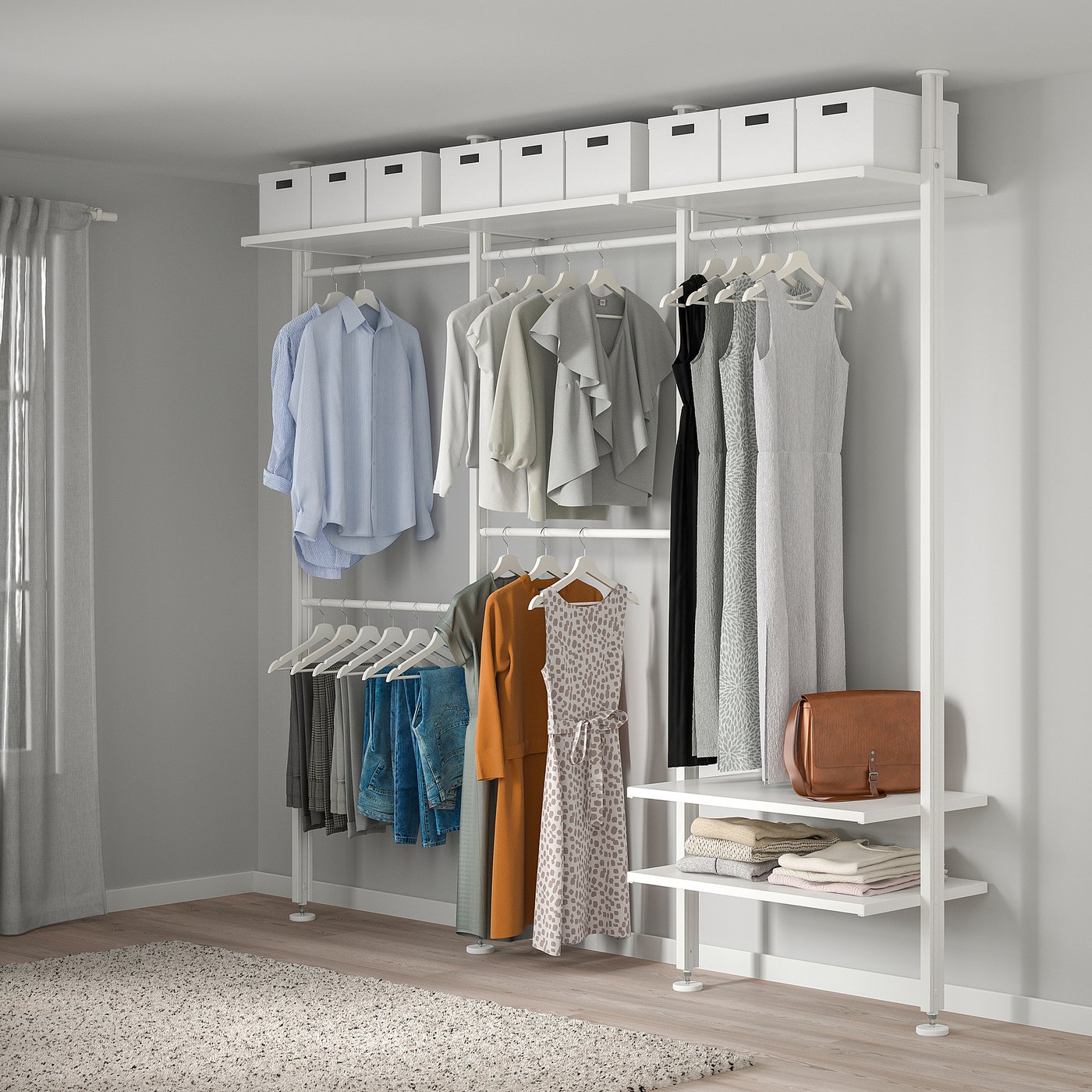 Elvarli Kombinasi Almari Pakaian Putih 258x51x222 350 Cm Ikea