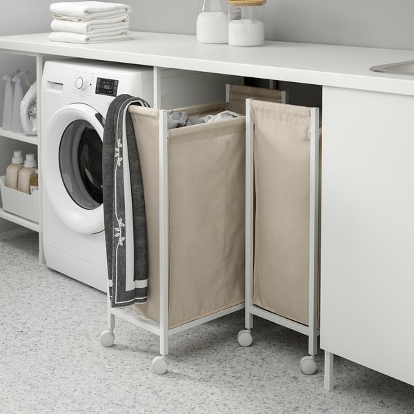ENHET Beg kain kotor beroda, putih, 80 l