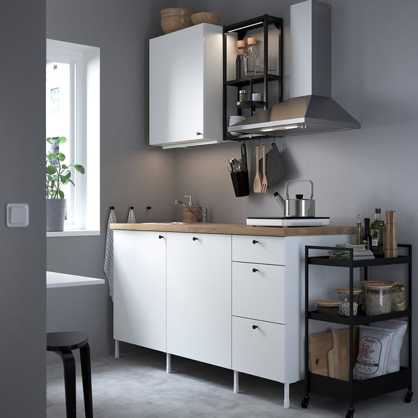 ENHET Dapur, antrasit/putih, 163x63.5x222 cm