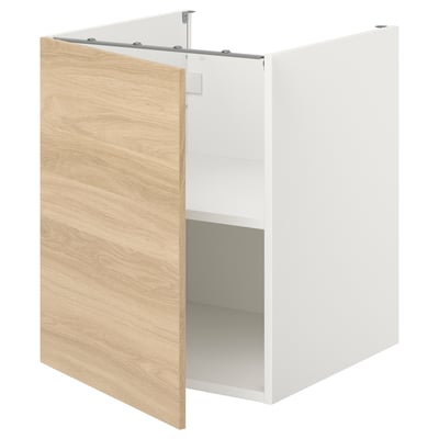 ENHET Kabinet dasar + para-para/pintu, putih/kesan kayu oak, 60x62x75 cm