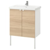 ENHET / TVÄLLEN Kabinet sink 2 pintu, kesan kayu oak/putih Paip Pilkån, 64x43x87 cm