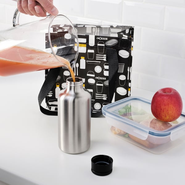 ENKELSPÅRIG Botol air, keluli tahan karat/hitam, 0.7 l