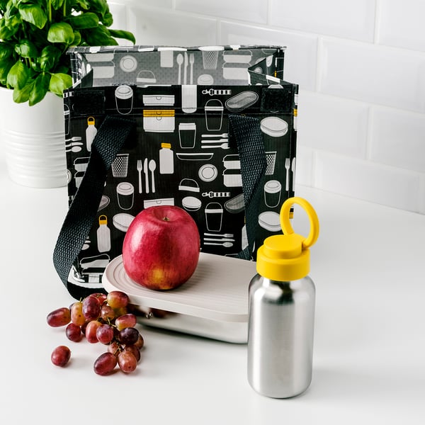 ENKELSPÅRIG Botol air, keluli tahan karat/kuning, 0.3 l