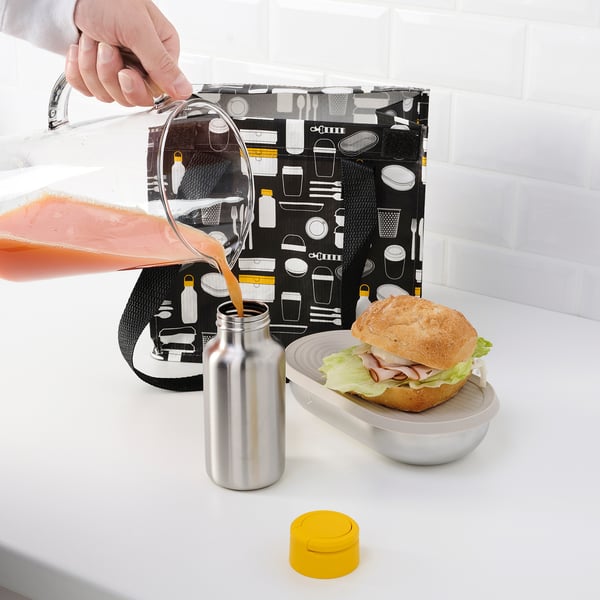 ENKELSPÅRIG Botol air, keluli tahan karat/kuning, 0.3 l