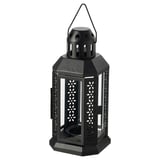 ENRUM Lantera lilin kecil, dalam/luar, hitam, 22 cm