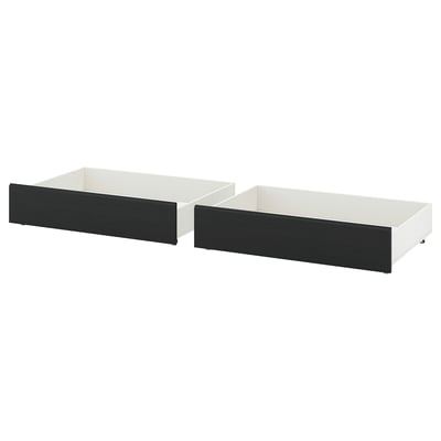 FÅGELFJÄLLET Set 2 unit kotak storan katil, hitam kesan kayu oak, 200 cm