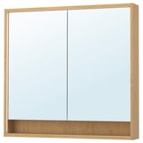FAXÄLVEN Kabinet cermin pencahayaan dalam, kesan kayu oak, 100x15x95 cm