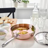 FINMAT Kuali sauté dgn penutup, kuprum/keluli tahan karat, 25 cm