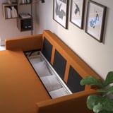 FRIHETEN Katil sofa 3 tempat duduk, Faringe coklat jingga