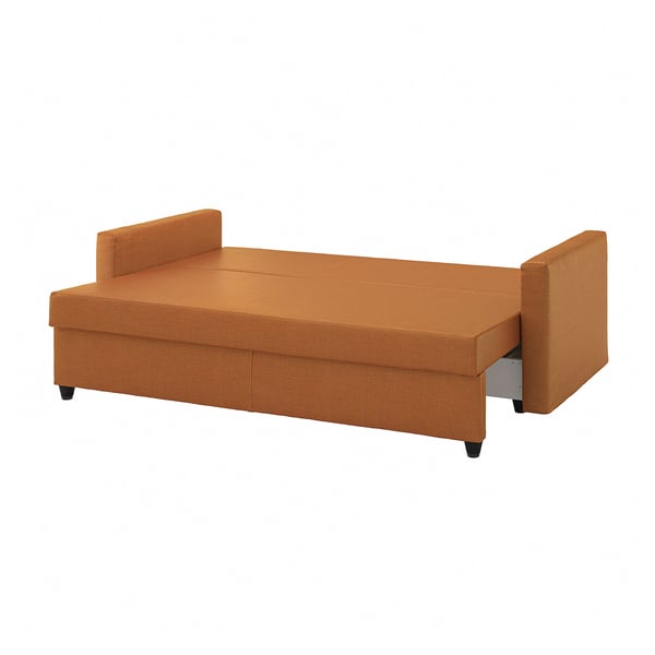 FRIHETEN Katil sofa 3 tempat duduk, Faringe coklat jingga