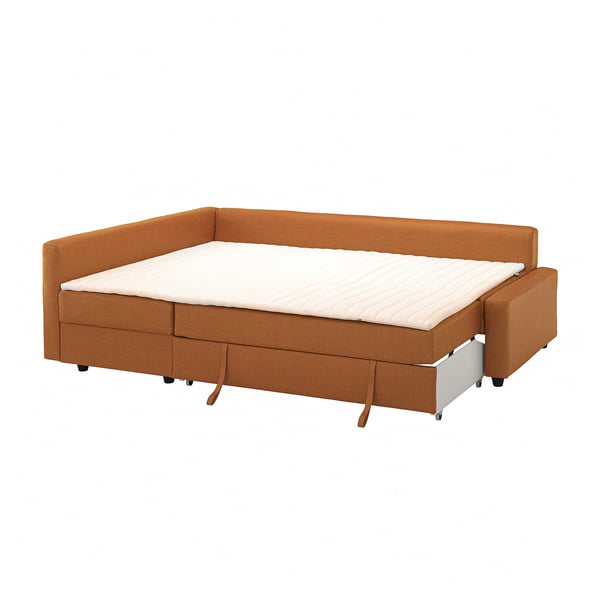 FRIHETEN / KLAGSHAMN Katil sofa penjuru dgn storan, Faringe coklat jingga