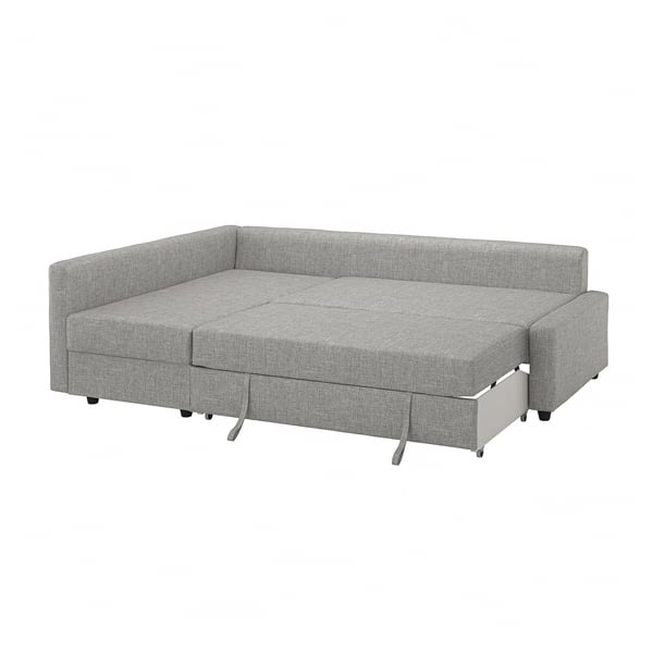 FRIHETEN Sofa katil penjuru dengan storan, Faringe kelabu muda