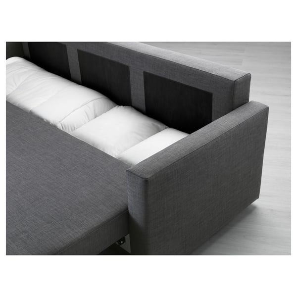 FRIHETEN Sofa katil tiga tempat duduk, Skiftebo kelabu gelap