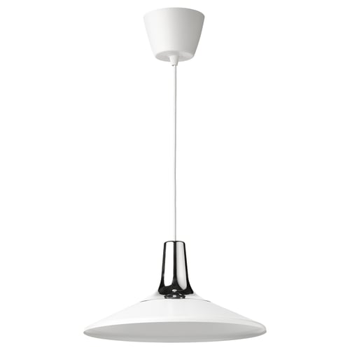 FYRTIOFYRA Lampu pendan, kesan krom/putih, 38 cm