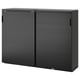 Pilihan: GALANT Kabinet dengan pintu gelangsar, venir kayu ash diwarna hitam, 160x120 cm