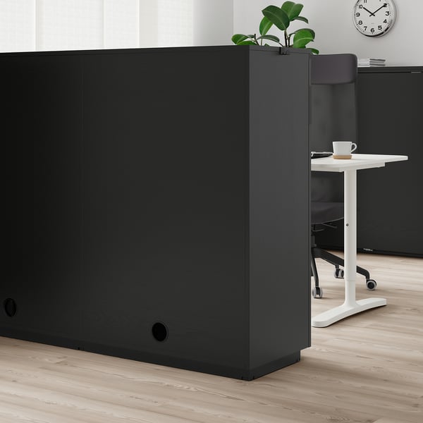 GALANT Kabinet dengan pintu gelangsar, venir kayu ash diwarna hitam, 160x120 cm