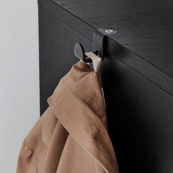 GALANT Kabinet dengan pintu gelangsar, venir kayu ash diwarna hitam, 160x120 cm