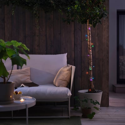 GETKÅL Rantaian pencahayaan LED, warna boleh laras kendalian bateri/luar rumah, 4.5 m