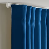 GINSTMOTT Langsir, 1 pasang, biru gelap/dengan pita tendas, 145x250 cm