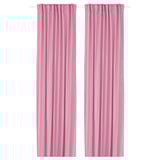 GINSTMOTT Langsir, 1 pasang, merah jambu/dengan pita tendas, 145x250 cm