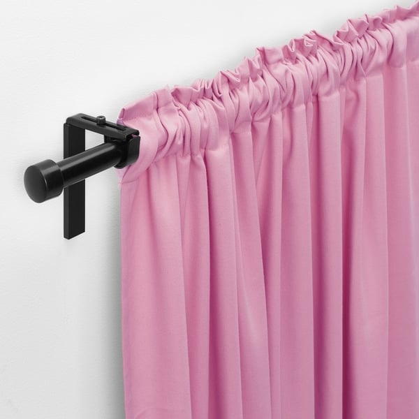 GINSTMOTT Langsir, 1 pasang, merah jambu/dengan pita tendas, 145x250 cm