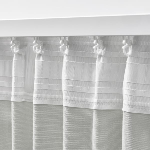 GINSTMOTT Langsir, 1 pasang, putih/dengan pita tendas, 145x250 cm