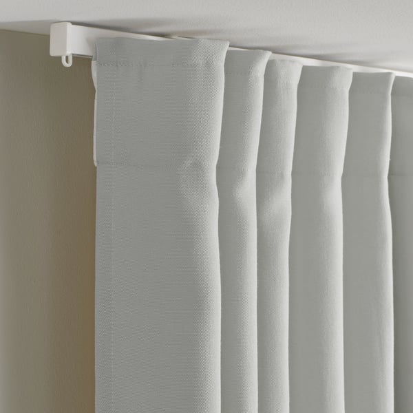 GINSTMOTT Langsir, 1 pasang, putih/dengan pita tendas, 145x250 cm