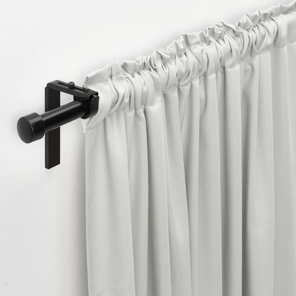 GINSTMOTT Langsir, 1 pasang, putih/dengan pita tendas, 145x250 cm