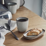 GLADELIG Cawan espresso, kelabu, 10 cl