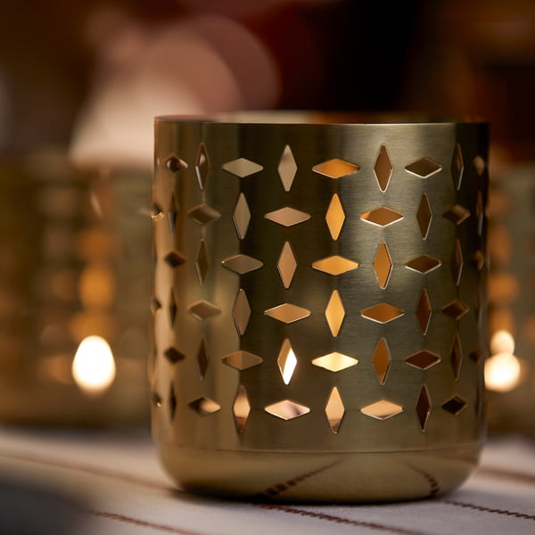 GOKVÄLLÅ Bekas lilin kecil, warna emas, 8 cm