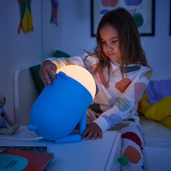 GREJSIMOJS Lampu meja LED, boleh dimalapkan/anjing biru