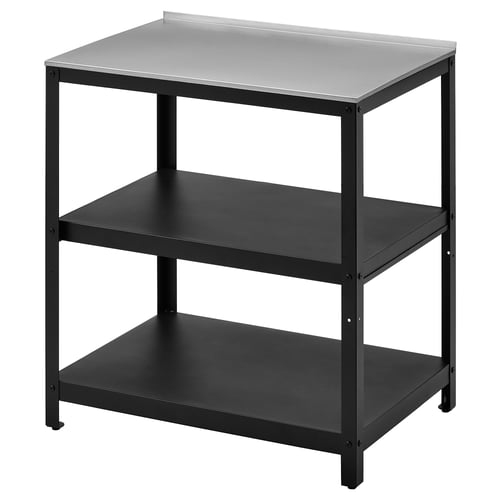 GRILLSKÄR Unit para-para pulau dapur, Hitam/keluli tahan ...