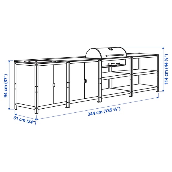 GRILLSKÄR Unit sink dapur/bbq arang, luar