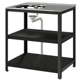 GRILLSKÄR Unit untuk sink, hitam/keluli tahan karat luar rumah, 86x61 cm