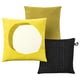 GULLBERGSÖ / HJÄRTERÖ Set 3 unit kusyen, kuning cerah/putih kuning-hijau/hitam luar/dalam rumah, 50x50 cm
