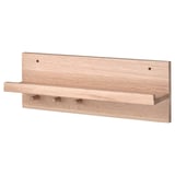 HÄSTVISKARE Penyusun dinding dengan cangkuk, kayu oak, 42x15x11 cm