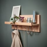 HÄSTVISKARE Penyusun dinding dengan cangkuk, kayu oak, 42x15x11 cm