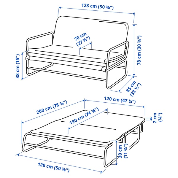 HAMMARN Sofa katil, Knisa kelabu gelap/hitam