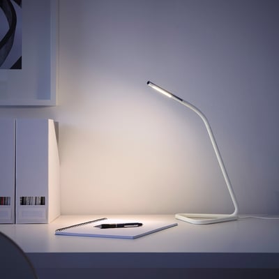 HÅRTE Lampu kerja LED, putih/warna perak