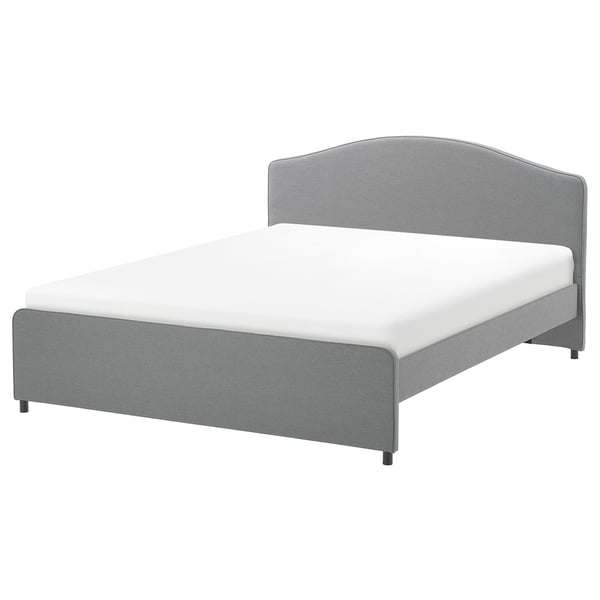 HAUGA Rangka katil upholsteri, Vissle kelabu, 180x200 cm
