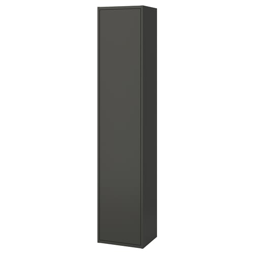HAVBÄCK Kabinet tinggi berpintu, kelabu gelap, 40x35x195 cm