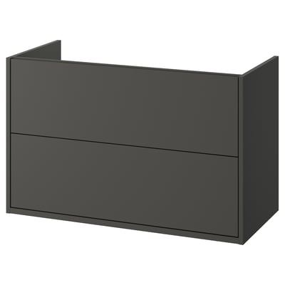 HAVBÄCK Penyokong sink dengan laci, kelabu gelap, 100x48x63 cm