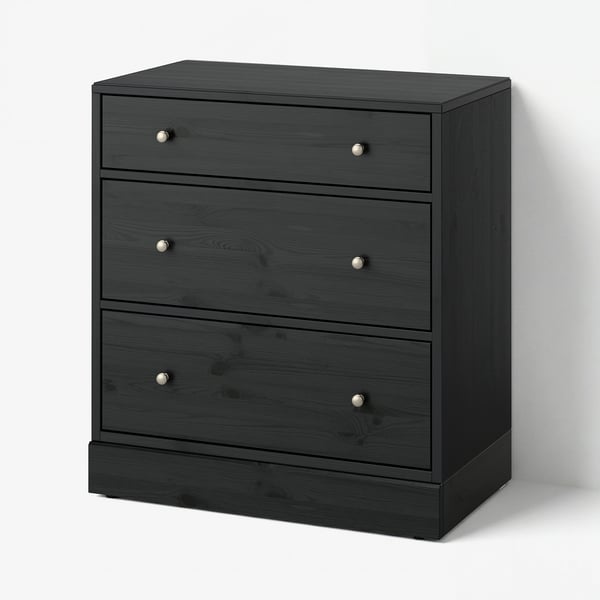 HAVSTA Almari 3 laci, hitam, 81x47x89 cm