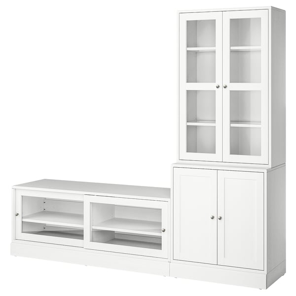 HAVSTA Kombinasi storan TV/pintu kaca, putih, 241x47x212 cm